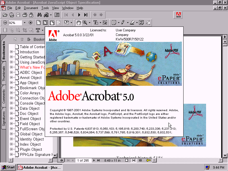 Adobe Acrobat 5 - About